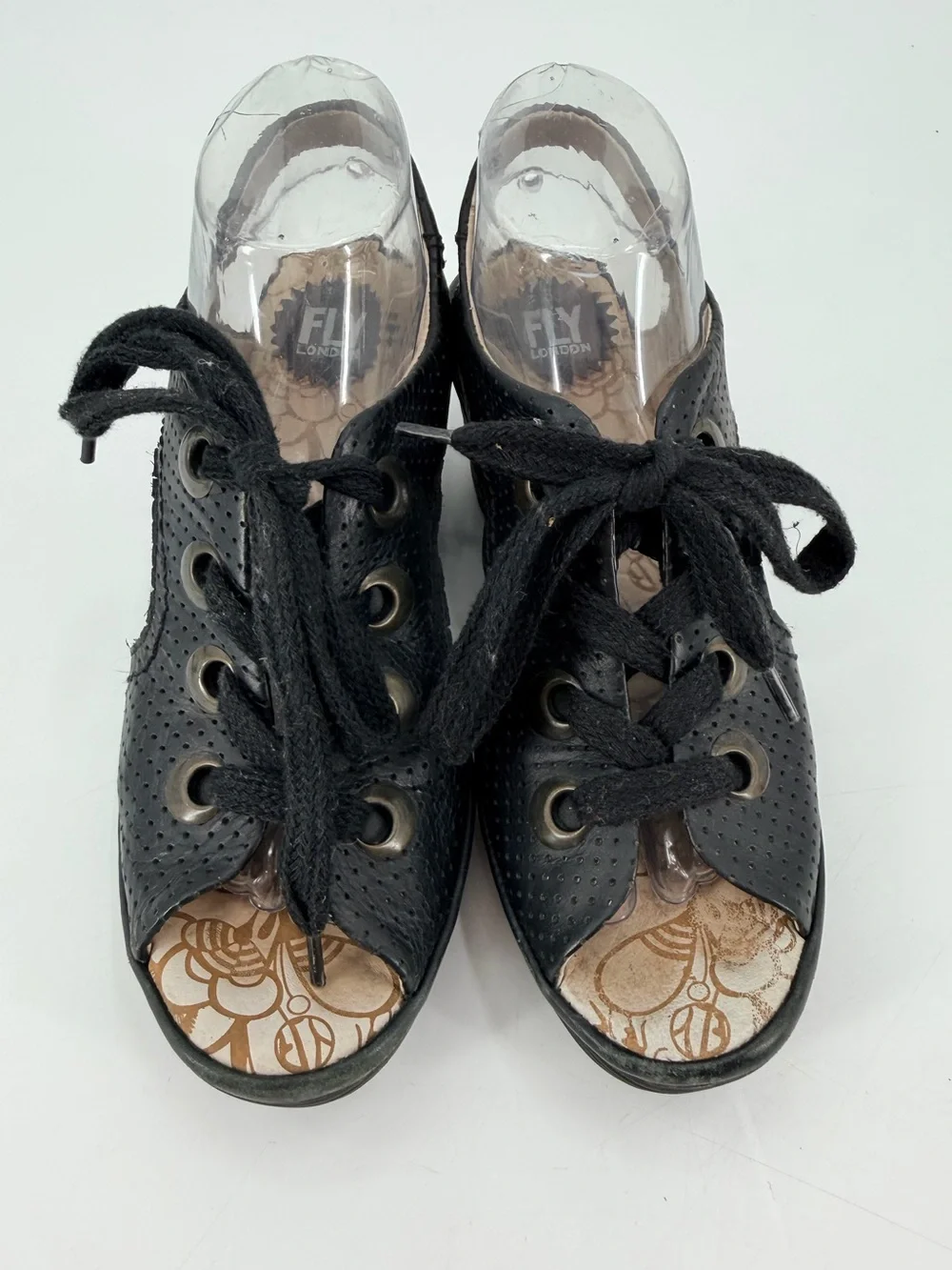 Fly London Ylfa Lace Up Wedge Open Toe Shoes 39